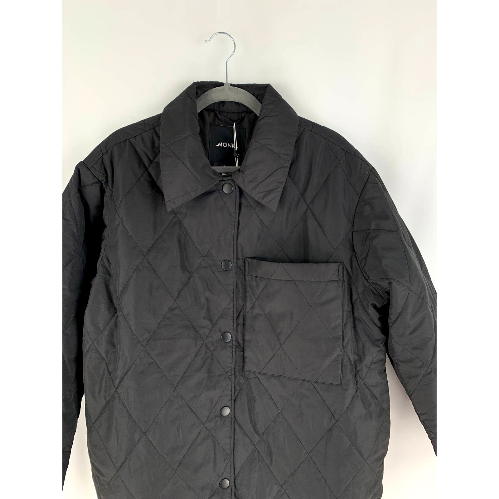 Asos Monki Liv Quilted Jacket Womens Small Black New — image 5 of 8